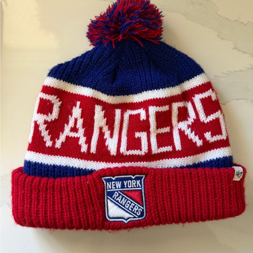 47 Brand New York Rangers Rangers Pom Beanie - Red and Blue